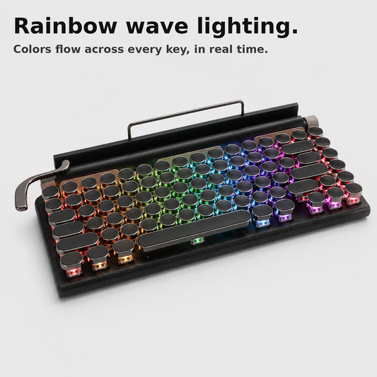 Retro Typewriter Mechanical Keyboard — Wireless, RGB Backlit, 83-Key