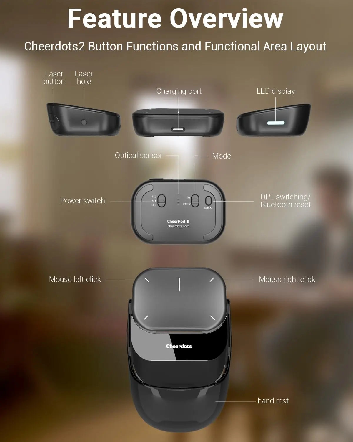 The Cue — detached presenter mode with laser pointer