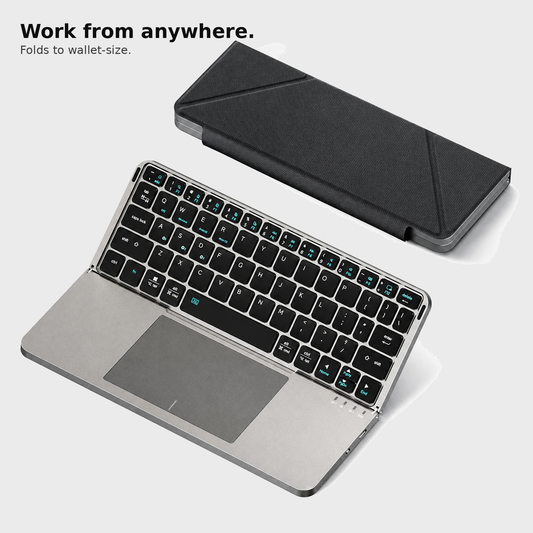 Foldable Bluetooth Keyboard — Built-In Trackpad, Multi-Device, Ultra-Portable